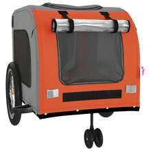 vidaXL Fahrradanhänger Für Hunde, Orange Und Grau, Aus Oxfordgewebe Und Eisen - Amarillo - Ver 5