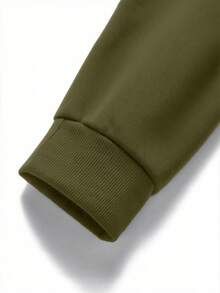 Men's Stand Collar Zipper Half Placket Casual Versatile Commute Autumn/Winter Long Sleeve Sweatshirt - Dark Green - View 7