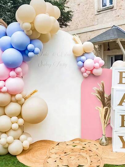 Arco de doble color, fondo de arco de boda blanco y rosa, fondo de arco elástico adecuado para estudio de fotografía, fiesta de cumpleaños, baby shower, eventos y regalos