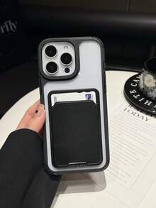 A Card Wallet-Style Four-Drop-Proof Acrylic TPU Soft-Edged Phone Case, Compatible With IPhone, Men's Phone Case - Black - View 3