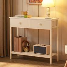2026-NEW: Console Table, 75 Hallway With 2 Fabric Drawers, Entryway Sideboard, Sofa Table, Entrance, Living Room, Hallway, Industrial Style, White - Blanco - Xem 7