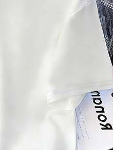 Blusa de manga corta holgada con estampado de dibujos animados para niña preadolescente - Blanco - Ver 6