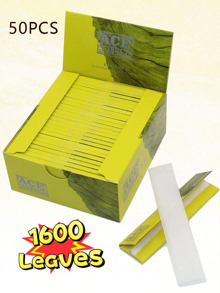 ACE 1600张装50本卷烟纸，108*44毫米，100%原生未漂白纸浆卷烟纸 - 天然阿拉伯薄膜卷烟纸 - 经典超薄卷烟纸，燃烧顺畅，14克/平方米厚度，慢燃，烟灰结构稳定，易于卷制，无异味，适合作为男友礼物、圣诞礼物、万圣节礼物、各种生日礼物和派对礼物。 - 彩色 - 查看 1