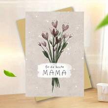 1 PIEZA Tarjeta de felicitación del Día de la Madre alemán - Incluye un sobre, diseñada con flores de acuarela bohemias para el Día de la Madre española, convirtiéndola en un regalo distintivo adecuado para cualquier evento - Conjuntos - Ver 2