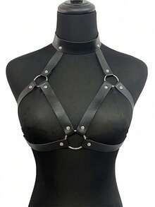 Strap Leather Bra Harness Sexy Chest Leather Belt Valentine's Day Gift Date Outfit Women's Sexy Accessories - 黑色 - 查看 7