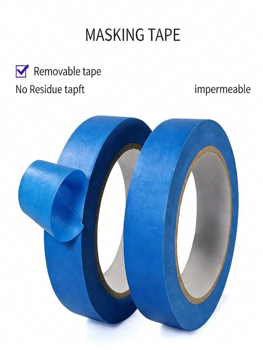 2pcs Blue Masking Tape, High Adhesive, Spray Paint Protection, Residue-Free, Durable - 2 Blue - View 1