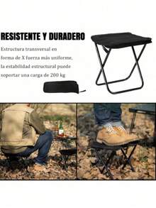 IMPORTEEK 1 Pieza Silla Plegable Portátil para Exterior e Interior Adecuado para Senderismo/Playa/Camping - Verde Oliva - Ver 7