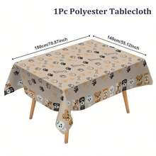 1 Stück Tischdecke für Hundeliebhaber mit Hundepfoten-Allover-Muster, lustiger haustierfreundlicher Küchendekoration Tischdecke - Khaki - Übersicht 3