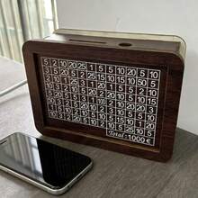 1 Stück handgefertigte Spardose aus Holz mit Sparzielen-Zähler, wiederverwendbare Münzablage und Aufbewahrungsbox, fördert Spargewohnheiten, perfektes Geschenk zu Geburtstag, Abschluss - Rostbraun - Übersicht 5