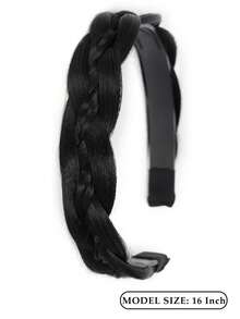 女士鱼骨辫发箍，逼真真人发假发，增高葫芦辫，手工编织合成假发发箍 - 彩色 - 查看 3