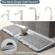 1pc 30cm/11.81in Faucet Splash Guard - Non-Slip Sink Mat With Quick Dry And Easy Clean Design, Suitable For Kitchen/Bathroom Sink - Grey - View 3