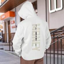 "You Are Already Excellent Enough" - Men's Casual Long-Sleeved Hooded Sweatshirt With Drawstring, Suitable For Autumn And Winter Wear, A Perfect Gift For Your Boyfriend. - White - View 1