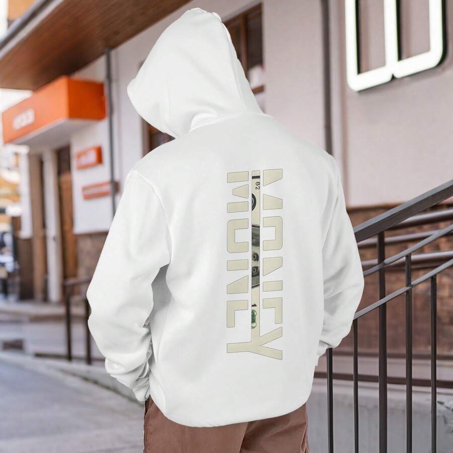 "You Are Already Excellent Enough" - Men's Casual Long-Sleeved Hooded Sweatshirt With Drawstring, Suitable For Autumn And Winter Wear, A Perfect Gift For Your Boyfriend. - White - View 1