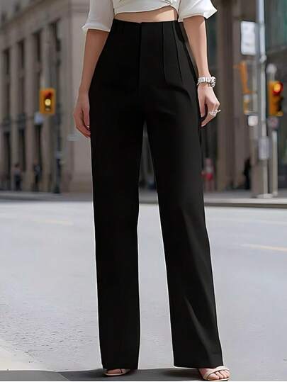 女士优雅秋季通勤褶裥侧袋打底裤，女士春秋季长裤