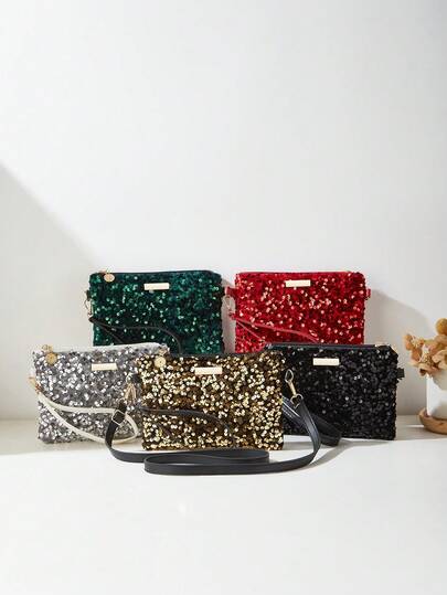 Glitter Shoulder Crossbody Bag, Women Small Handbag, Wristlet Purse