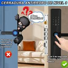 Cerradura electrónica inteligente Bluetooth para zurdos, grosor de puerta recomendado 40-110 mm, color negro - Negro 1 - Ver 9