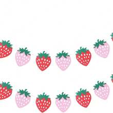 10 piezas de banderines de fieltro con forma de fresa, decoraciones de cumpleaños con tema de fresa, combinación de formas de fresa rosa y roja, adecuado para suministros de fiesta de fresa, bandera de fiesta de verano, decoración de pared, decoraciones del hogar para días festivos, para uso en interiores y exteriores - Rosa + Rojo - Ver 6