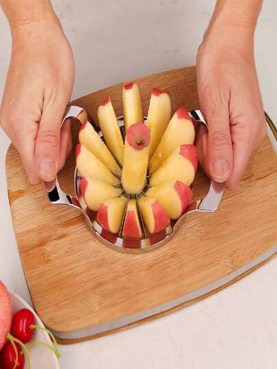 1个不锈钢苹果切片器，厨房水果去核器，创意水果楔形器，分割器，削皮器，去核器，多功能水果切割器，可重复使用的厨房水果切割工具