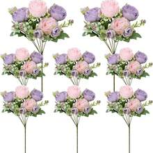 1支/3支仿真牡丹玫瑰花束，婚礼装饰，室内仿真植物装饰，秋季装饰，餐桌摆件，DIY蛋糕装饰，花环材料，花瓶装饰，户外花园，生日派对，活动装饰，情人节礼物，新年装饰 - 淺灰紫 - 查看 7