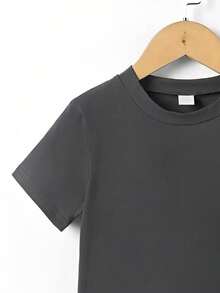 Young Boy Letter & Race Car Graphic Round Neck Short Sleeve T-Shirt - Grey - View 4