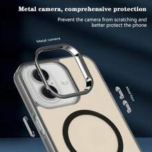 Hadaasi 1pc Black IMD Magnetic Wireless Charging Phone Case, Detachable Metal Lens Frame, Metal Buttons, Strong Magnetism, Fast Charging, Matte Texture, Full Coverage, Anti-Scratch, Anti-Drop, Anti-Yellowing Protective Cover Compatible With Apple 17 Pro/17 Pro Max, Apple Air, 17/16 Pro/16 Pro Max/16 Plus/16/16E/SE4/15 Pro/15 Pro Max/15 Plus/15/14 Pro/14 Pro Max/14 Plus/14/13 Pro/13 Pro Max/13/13 Mini/12 Pro/12 Pro Max/12/12 Mini/11 Pro Max/11/11 Pro - Black - View 5