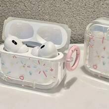 Transparent Earphone Case With Oil Painting Fireworks Design, Transparent And Refreshing Earphone Cover, Earphone Shockproof Case, Compatible With Apple Bluetooth Earphone Protection Case - Clear - View 2