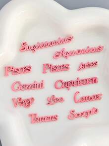 12 PCS Pink Zodiac Nail Charms 3D Zodiac Nail Charms For Acrylic Nail Alloy Zodiac Sign Virgo Leo Aries Taurus Gemini Capricorn DIY Nail Art Decoration Accessories Nail Gems Nail Supplies - Pink - View 4