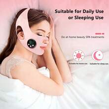 EMS Face Lifting Strap, Micro Current Low Frequency Massager, V-Line Mask Chin Up Mask, Intelligent Electric Face Lifting Mask, Soft Lycra Double Chin Strap For Facial Contouring,Skin Firming,Jaw Exerciser - Pink - View 9