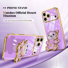 (Phone Case With Stand) Electroplated Phone Case, Anti-Fall High-End Protective Case With Dust-Proof Holes, Thick And Luxury Phone Case For Samsung Galaxy S24 Ultra/S24 Plus/S24/S23 Ultra/S23 Plus/S23/S22 Ultra/S22 Plus/S22/S21 Ultra/S21 Plus/S21 FE/S23 FE/S20 Ultra/S20 Plus/S20 FE, Compatible With OPPO - Purple - View 4
