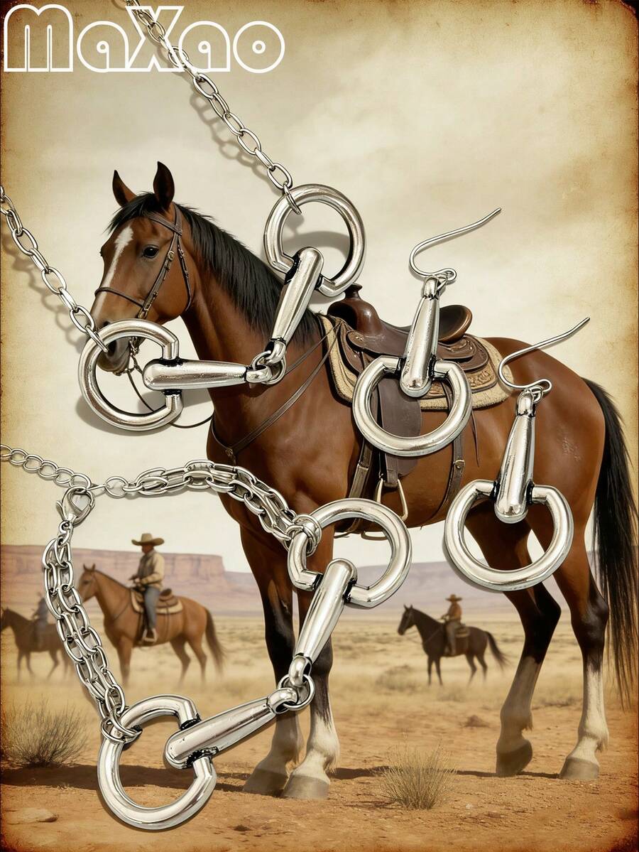 Women's Vintage European & American Bohemian Style Horse Bit Alloy Jewelry Set, Can Be Purchased Separately, Ideal For Equestrian Enthusiasts, Wear It To Receive Compliments From Friends, Add It To Your Jewelry Box Now