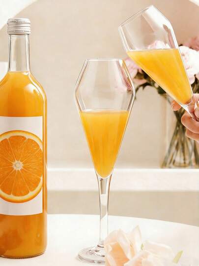 1个优质PC材质果汁杯，V形透明高脚杯，可重复使用杯子套装，适合派对和婚礼果汁杯