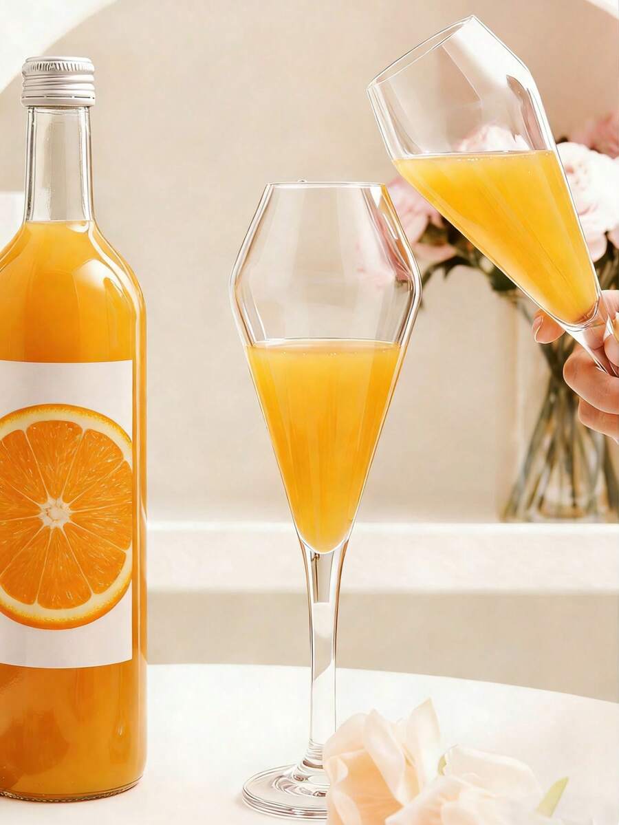 1个优质PC材质果汁杯，V形透明高脚杯，可重复使用杯子套装，适合派对和婚礼果汁杯 - 無色 - 查看 1