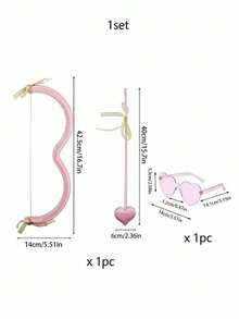 1 Set Romantic Cupid Angel Costume Accessories, Including Heart Glasses & Bow Arrow, Suitable For Women, For Costume Party, Role Play Games, Also An Ideal Valentine's Day Gift - Multicolor - View 2
