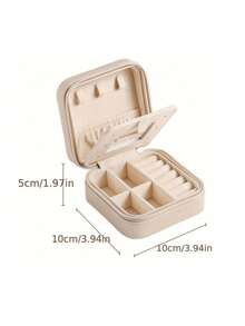 1 Peça Caixa de Joias de Viagem com Espelho, Pequena Caixa de Armazenamento de Brincos, Anéis e Colares em Couro PU, Caixa Protetora à Prova de Poeira e Anti-Oxidação, Caixa de Exibição de Joias, Presente para Namorada, Mãe, Volta às Aulas, Decoração do Quarto de Maquiagem - Multicolorido - Visão 3