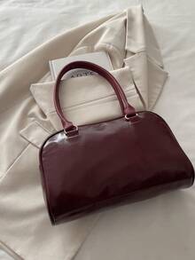 1 chiếc túi xách nữ kiểu dáng tối giản retro với khóa kéo trang trí và hai quai xách, thích hợp sử dụng hàng ngày hoặc đi làm. - Màu Đỏ Sâu - Xem 5