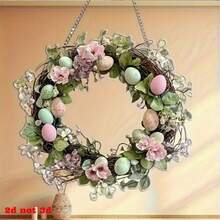 2D Flat, 1pc Charming Wreath Hanging Decor, Sunlight Dreamcatcher For Window, Door And Window Decor, With Easter Eggs And Wreath For Easter Decoration, Battery-Free, Housewarming Decor, Birthday & Holiday Gift, Easter Gift, Indoor/Outdoor Usable, Decor For 6 Rooms - Multicolor - View 6
