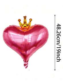 6个19英寸皇冠和心形漂浮气球，适用于婚礼装饰、母亲节、求婚、约会拍照道具、室内/室外装饰、新娘送礼会、生日等场合。 - 粉色 - 查看 3