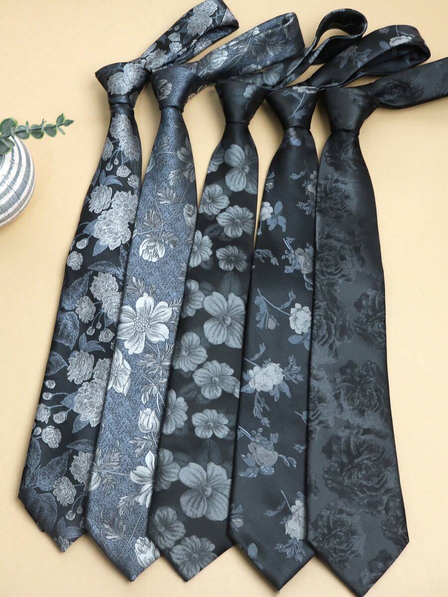 1pc Black Floral Print Casual Streetwear Daily Party Gift Unisex T-Shirt - Multicolor - View 1