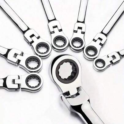 12 piezas Juego de llaves de trinquete métricas, llaves combinadas de trinquete de 8-19 mm con organizador, acero de vanadio de 72 dientes