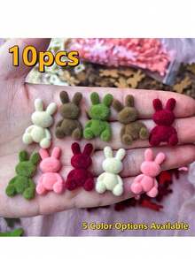 30颗/10颗迷你植绒兔子，植绒动物珠子，适合复活节，是DIY珠宝、手工吊坠、发饰和工艺礼品的理想之选。也适合斋月、复活节、生日和主题派对。 - 彩色 - 查看 13