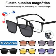 Gafas de Sol con clip Magnético y 5 Clips Intercambiables, Lentes de Sol Modas Vintage para Hombre y Mujer, Polarizado UV, Gafas de SolProtección UV380 para Pesca, Senderismo Conducir, Viajar,41164280 - Multicolor - Ver 6