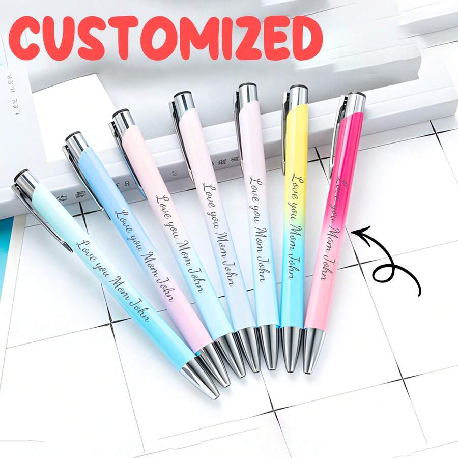 Customized Gradient Ballpoint Pen, Personalized Gradient Ballpoint Pen, Retractable, Back To School, Suitable For School, Students, Nurse Notes, Whiteboards, Office Supplies, Holiday Gifts - Gradient Ballpoint Pen - View 1