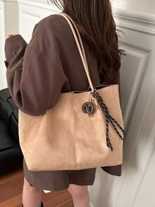 大容量手提包，新款秋冬多功能通勤单肩/腋下包，高品质手提包 - 卡其色 - 查看 3