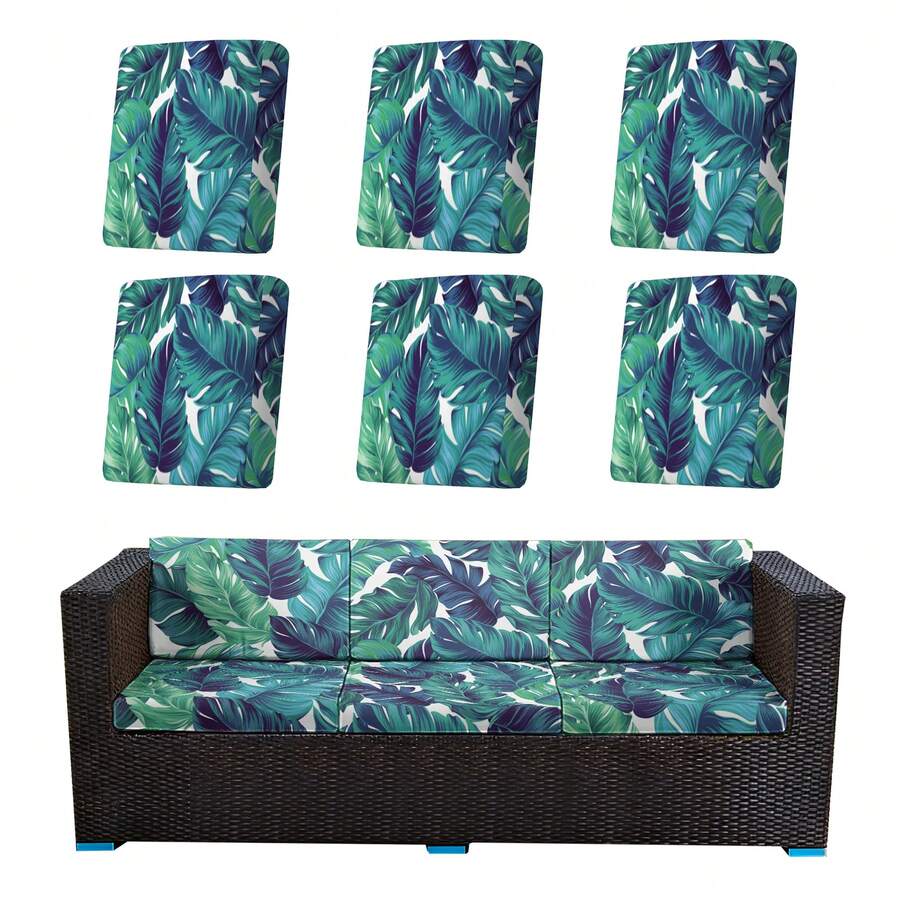 6pcs Printed Stretch Sofa Cushion Covers, Outdoor Patio Seat Cushion Protectors, Suitable For Modern Daily Use Indoors And Outdoors - nhiều màu - Xem 1