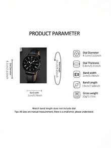 2pcs/Set Men's Fashion Casual Round Pointer PU Leather Quartz Watch And Wallet Combination Set, Suitable As Men's Birthday/Holiday Gift, Men's Party, Valentine's Day, Father's Day, Gift For Friends And Family - Black - View 5