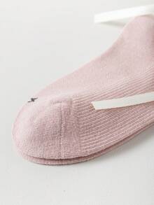 1 Paar Baby Einfarbige Fliegen-Socken, schwarz & weiß kniehohe Prinzessin-Stil nahtlose Socken, Frühling/Herbst - Verschiedenfarbig - Übersicht 4