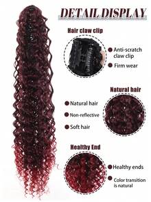 Synthetic Curly Drawstring Ponytail Long Kinky Curly Ponytail Organic Chip-In Hair Extension Orange Rubber Band Pony-Tail - Multicolor - View 2