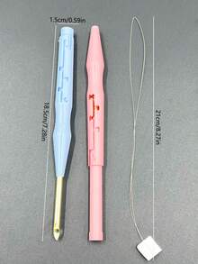 Embroidery Punch Needle Set, Punch Needle, Adjustable 4-Gear Pink/Blue Yarn Length Punch Needle, Adjustable Punch Pen DIY Tools - Four-position Adjustable Needle - View 4