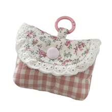 Floral Print Coin Purse Headphone Storage Bag Small Change Purse Coin Bag Lovely Coin Pouches Lace Earphone Case - Đỏ - Xem 8