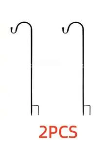 一套可调节防锈牧羊钩，适用于户外太阳能灯、庭院和花园支架、防锈户外草坪灯杆、吊篮、喂鸟器 - 黑色-0.8cm - 查看 11